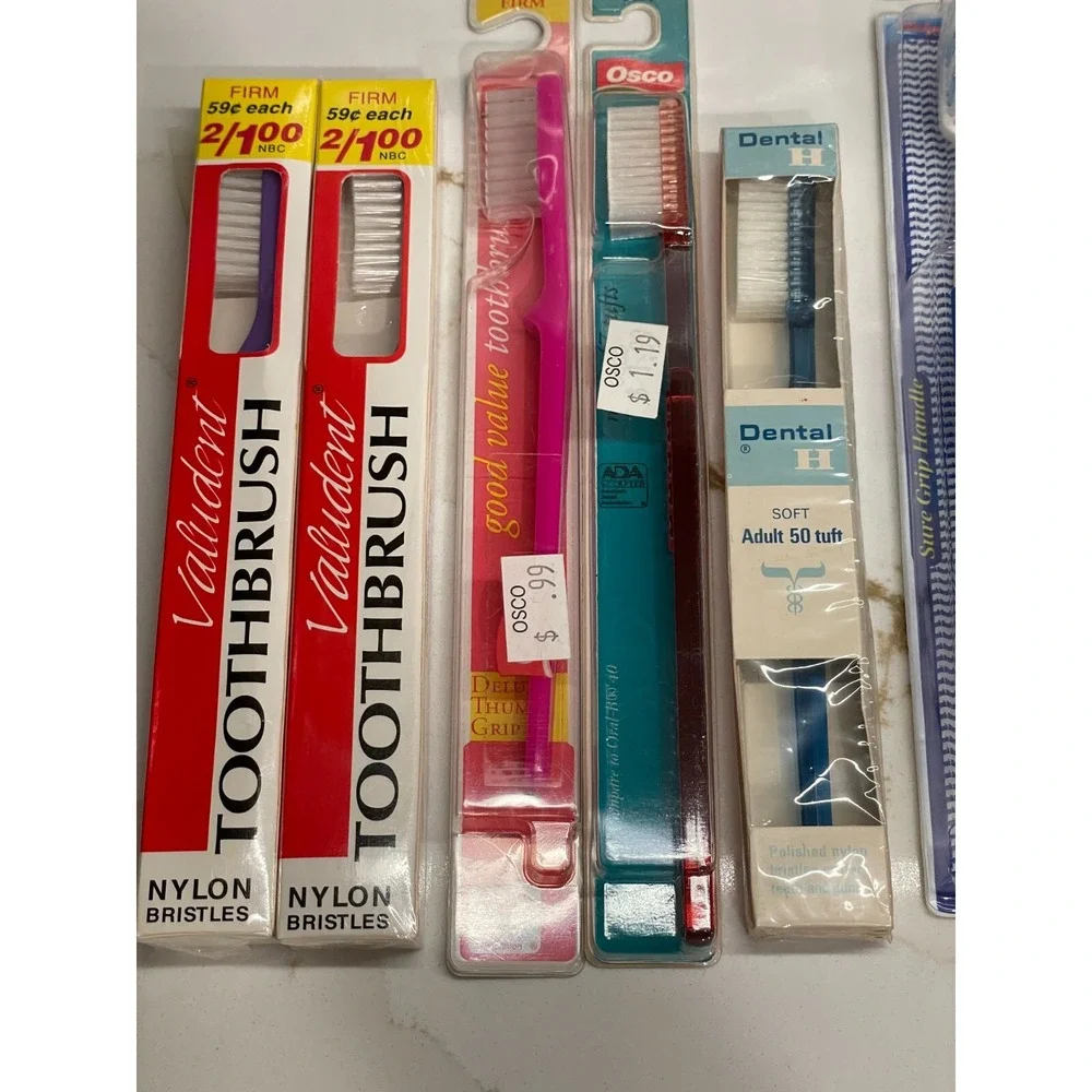 Vintage Toothbrush Lot of 6 1980s 1990s Firm‎ Soft Dental H Osco New Old Stock